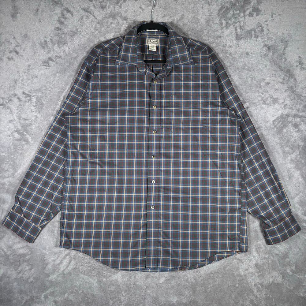 Men’s L.L.Bean U.S. Marine Corps Tartan Plaid Shirt Size Large Long Sleeve